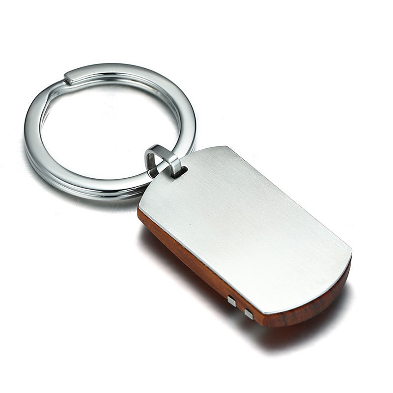 Christian Rosewood Cross Keychain – Titanium Steel Pendant with Elegant Polished Finish
