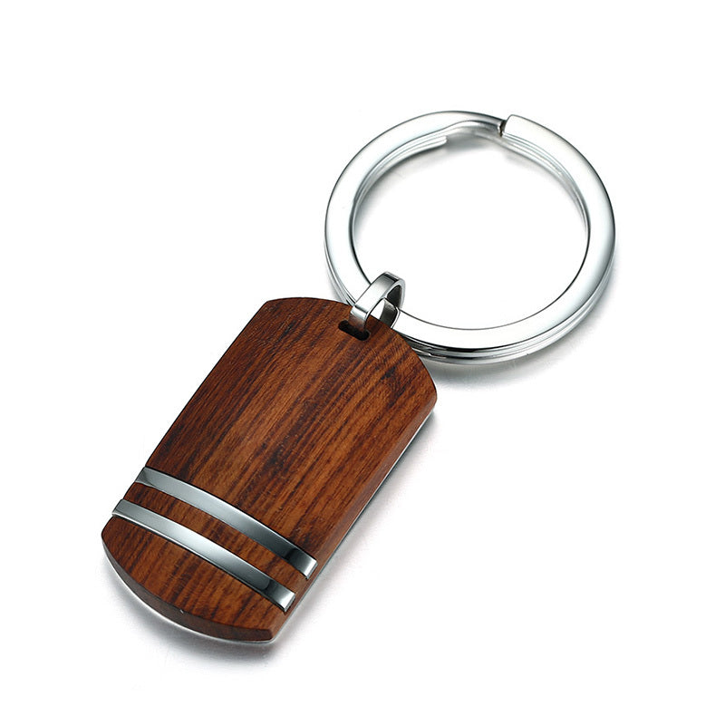 Christian Rosewood Cross Keychain – Titanium Steel Pendant with Elegant Polished Finish