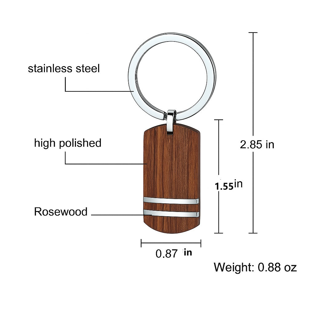 Christian Rosewood Cross Keychain – Titanium Steel Pendant with Elegant Polished Finish