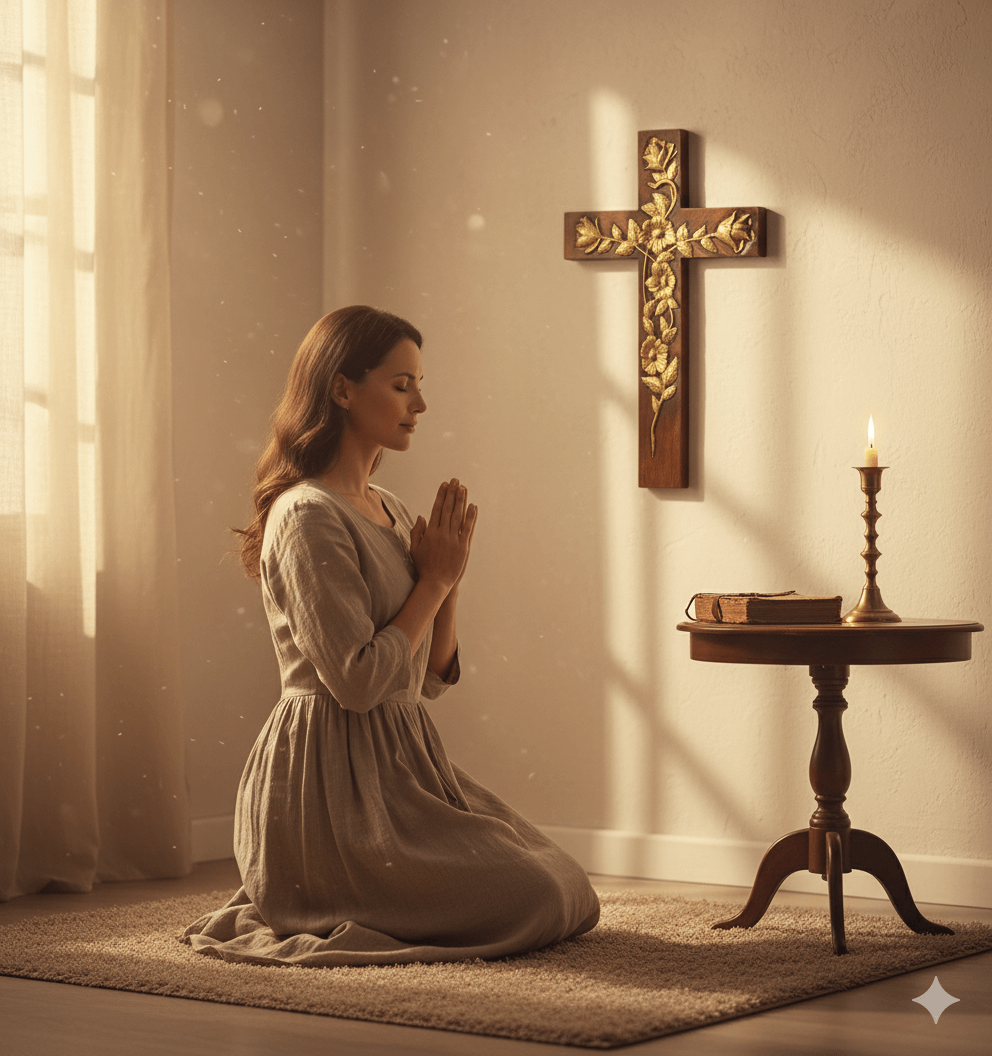 Gold Rose Wooden Wall Cross – Handcrafted Beech Wood Christian Home Decor