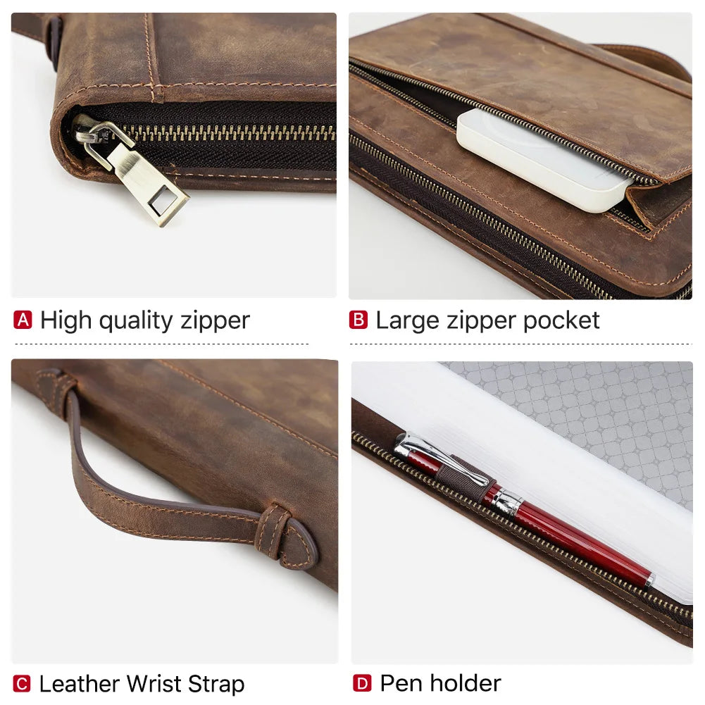 Handmade Genuine Leather Bible Case | Custom Book Cover with Pen Holder & Phone Pocket