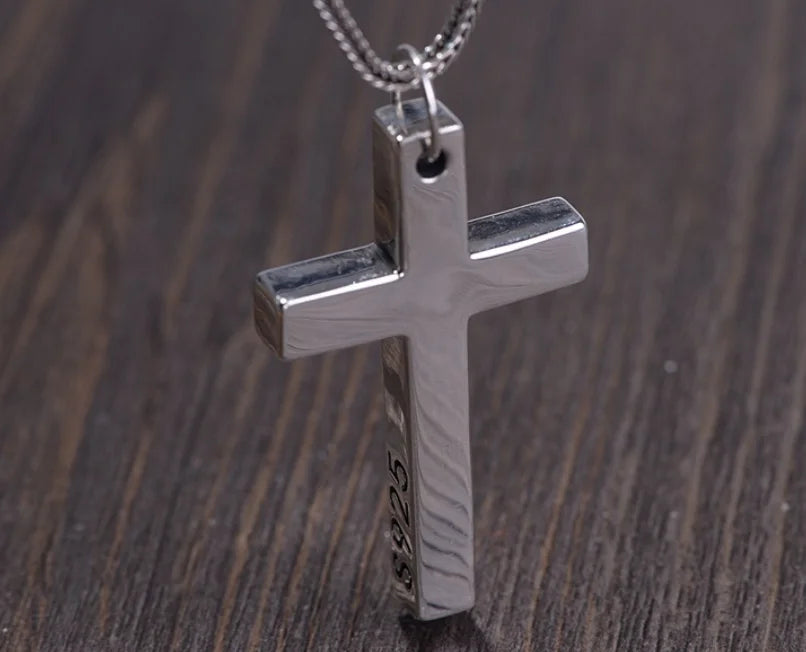 Real S925 Sterling Silver Cross Pendant Necklace for Men & Women – Jesus Christ Jewelry, Smooth Finish, High Polish, Faith Gift