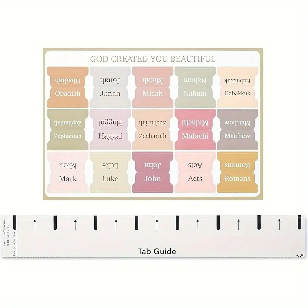 ๐๐บ๐ธ Ships from  CA-USA / 5 Sheets Bible Index Tabs โ Morandi Pastel Laminated Sticky Tabs with Positioning Guide | 75 Durable PVC Stickers for Bible Journaling & Study