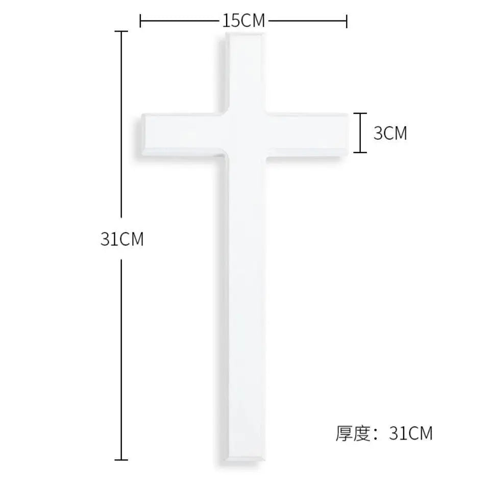 White Wooden Wall Cross for Home Decor – Christian Wall Cross Decoration, 12" Rustic Jesus Christ Cross for Living Room, Bedroom or Church
