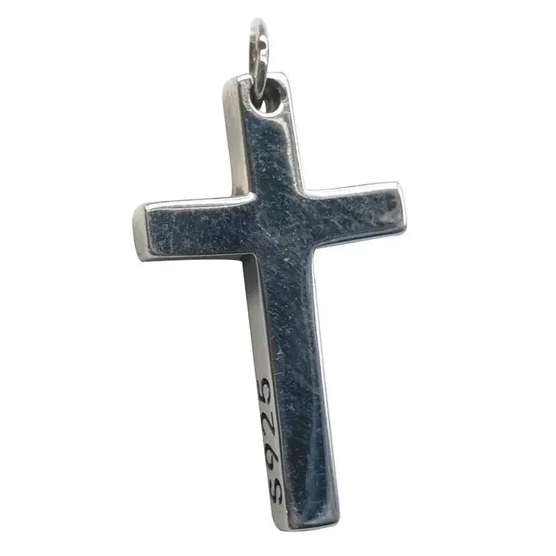 Real S925 Sterling Silver Cross Pendant Necklace for Men & Women – Jesus Christ Jewelry, Smooth Finish, High Polish, Faith Gift