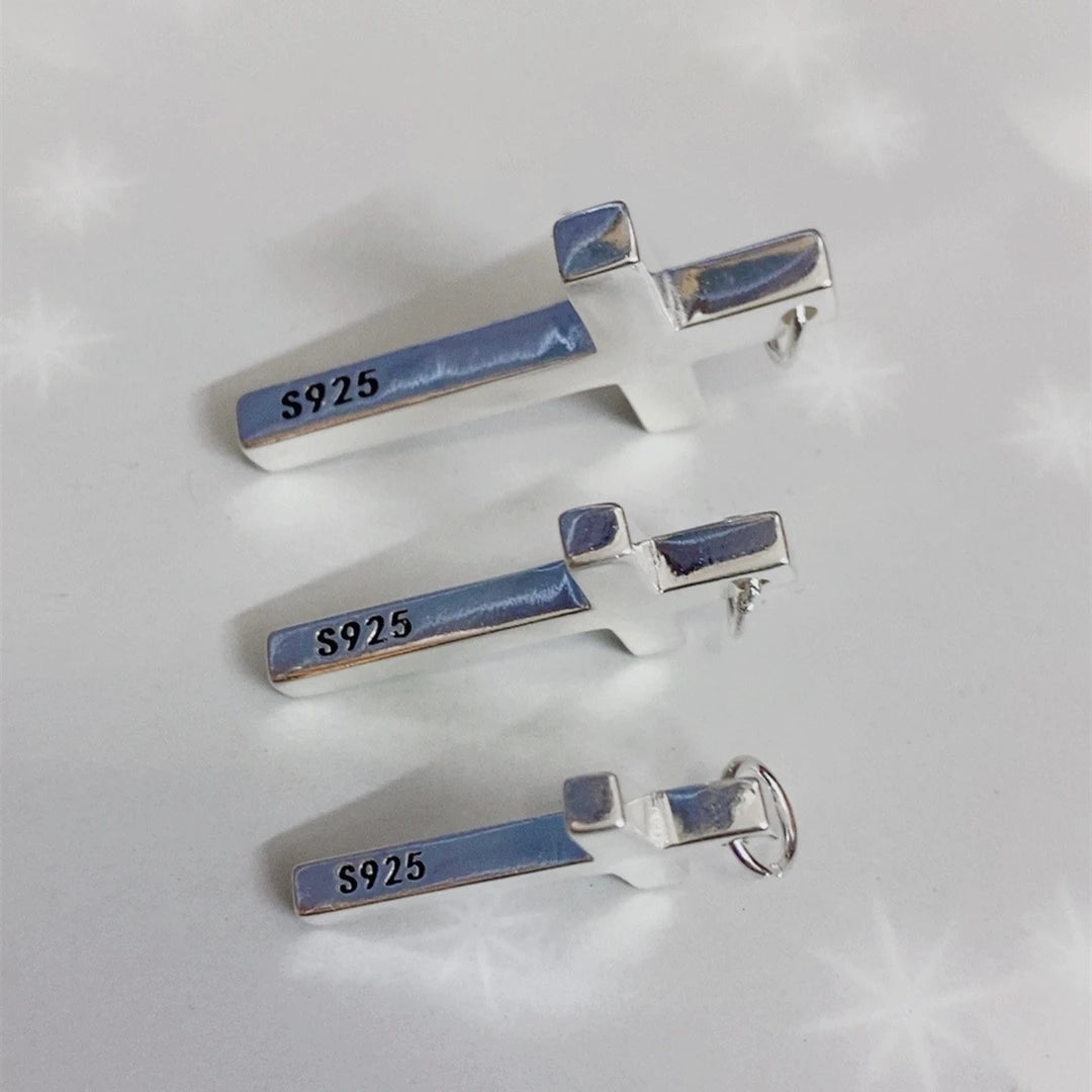 Real S925 Sterling Silver Cross Pendant Necklace for Men & Women – Jesus Christ Jewelry, Smooth Finish, High Polish, Faith Gift