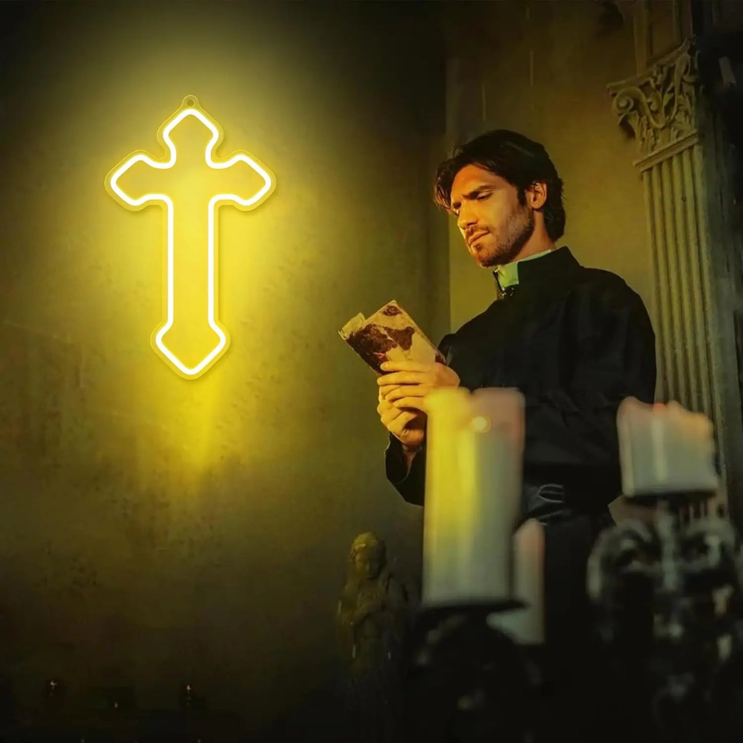 Jesus Cross Neon Sign - LED Wall Light for Christian Home Decor, Bedroom, Kid’s Room, Christening Day, Religious Gifts