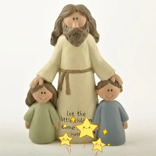 Jesus with Children Resin Figurine – Catholic Christian Decor for Home, Church or Christmas Gift