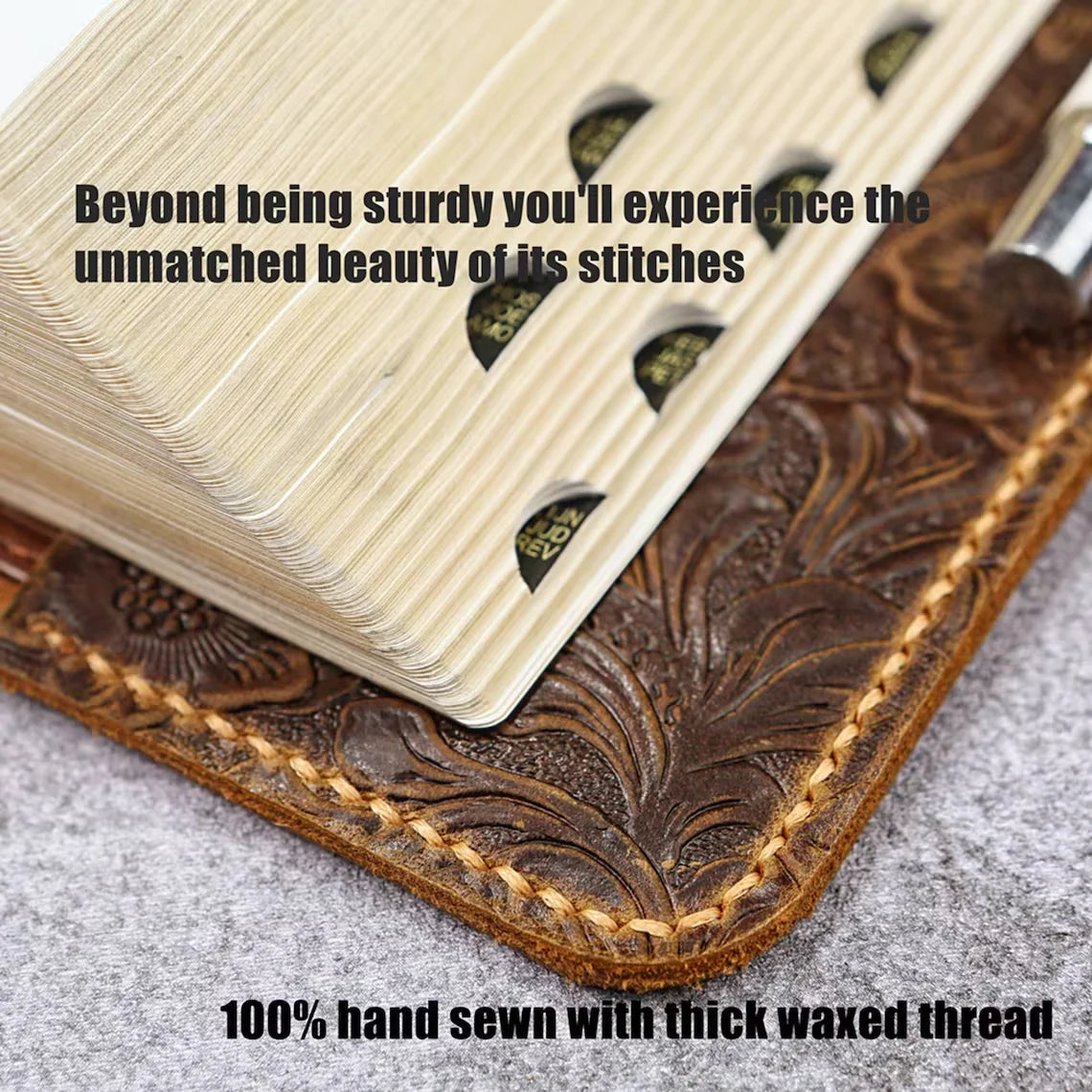 ✨ Currently being restocked. Thank you for your patience!✨ Custom Leather Bible Cover – Embossed KJV Holy Bible Case with Optional Engraving | Hand-Stitched Christian Gift for Women