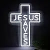 Jesus Cross Neon Sign - LED Wall Light for Christian Home Decor, Bedroom, Kid’s Room, Christening Day, Religious Gifts