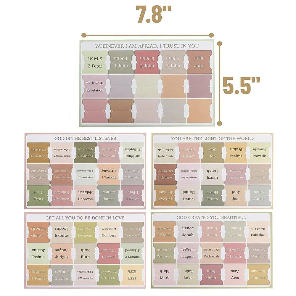 ๐๐บ๐ธ Ships from  CA-USA / 5 Sheets Bible Index Tabs โ Morandi Pastel Laminated Sticky Tabs with Positioning Guide | 75 Durable PVC Stickers for Bible Journaling & Study