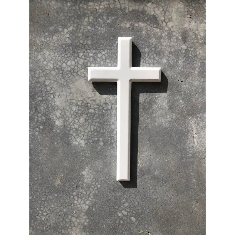 White Wooden Wall Cross for Home Decor – Christian Wall Cross Decoration, 12" Rustic Jesus Christ Cross for Living Room, Bedroom or Church