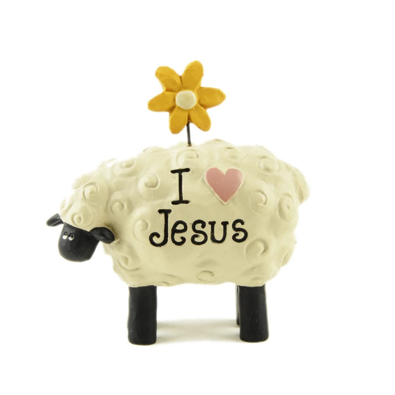 Cute Resin Sheep Figurine – “The LORD is My Shepherd” Christian Table Decor | Handmade Mini Blessing Gift for Home or Office