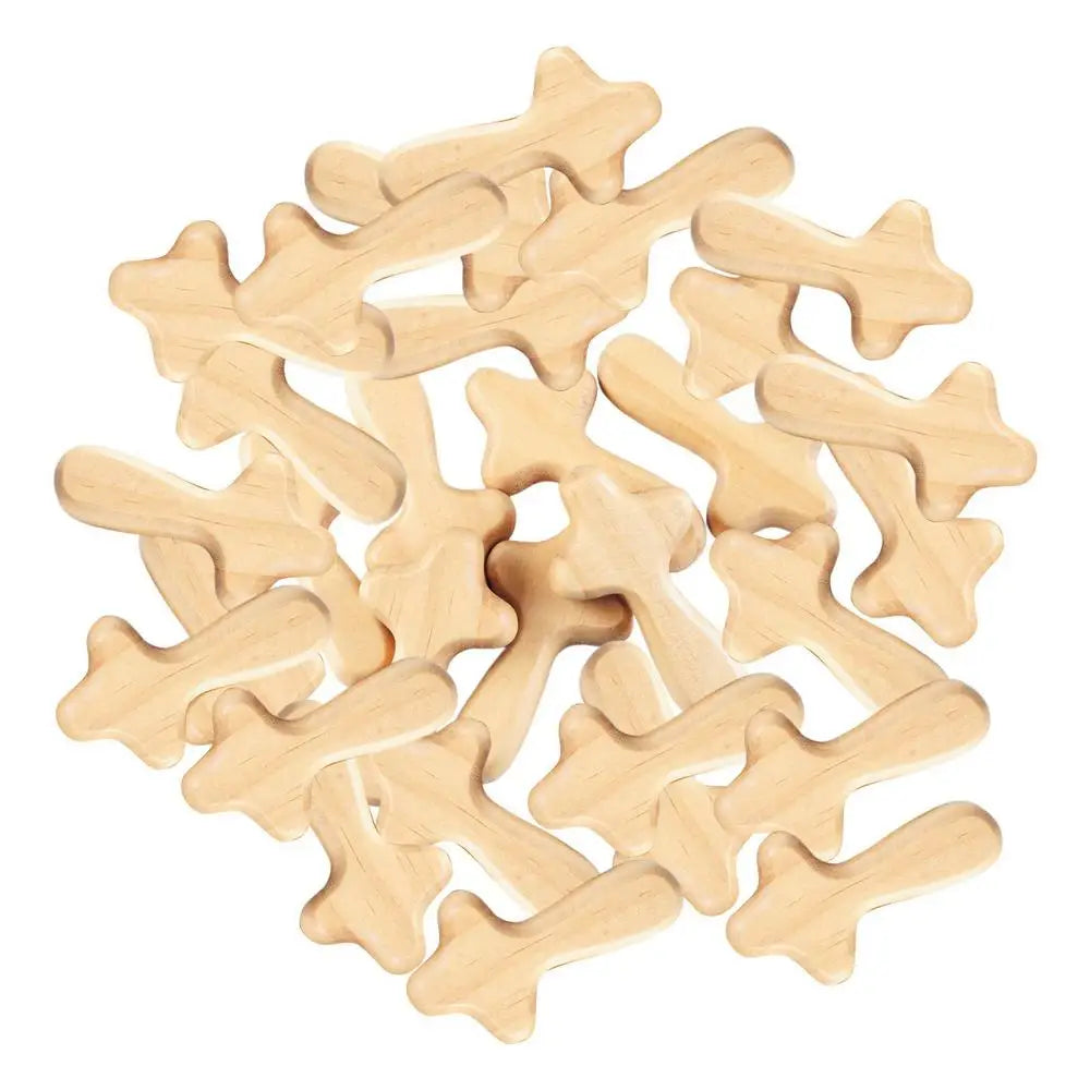 Handheld Wooden Comfort Cross – Solid Pine Prayer Cross for Christians, Pocket-Sized Jesus Gift for Baptism, Communion, or Church Events