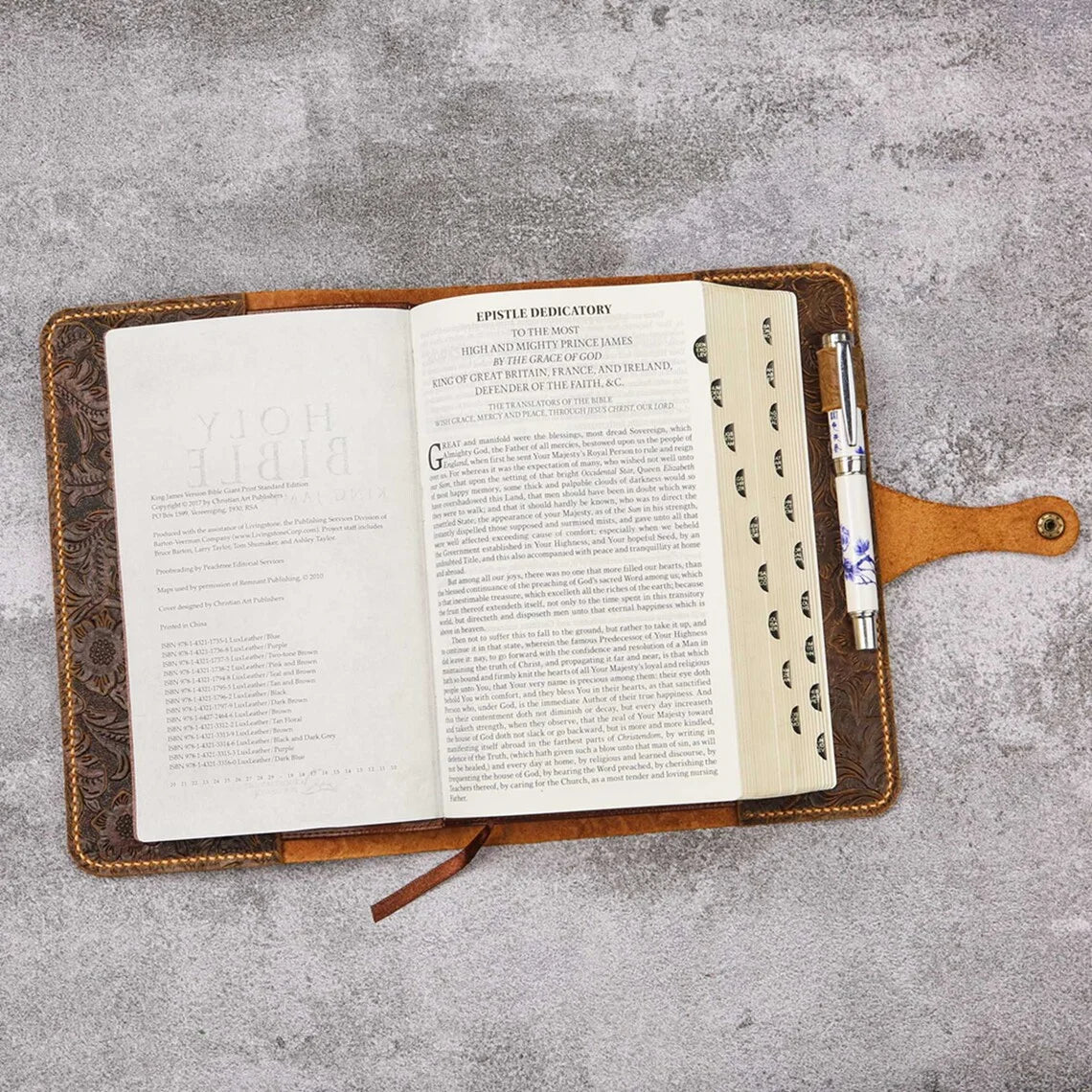 ✨ Currently being restocked. Thank you for your patience!✨ Custom Leather Bible Cover – Embossed KJV Holy Bible Case with Optional Engraving | Hand-Stitched Christian Gift for Women