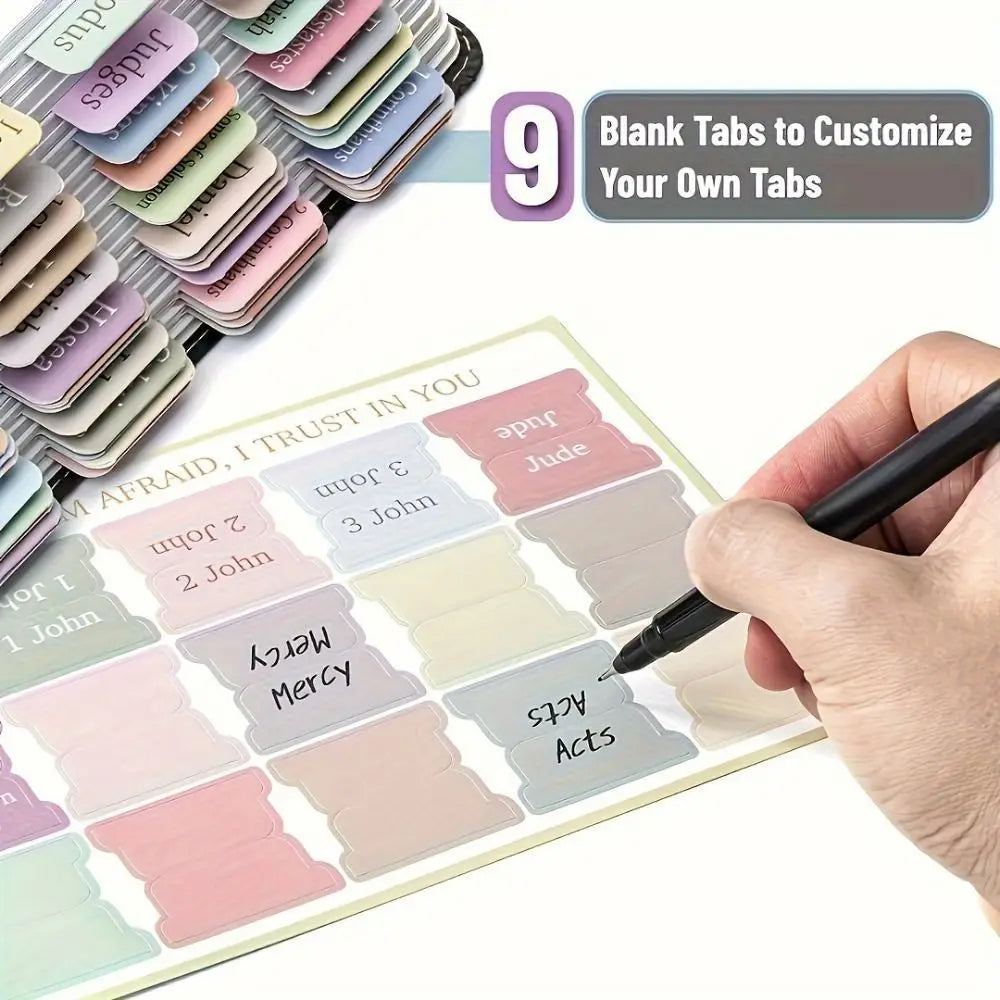 ๐๐บ๐ธ Ships from  CA-USA / 5 Sheets Bible Index Tabs โ Morandi Pastel Laminated Sticky Tabs with Positioning Guide | 75 Durable PVC Stickers for Bible Journaling & Study