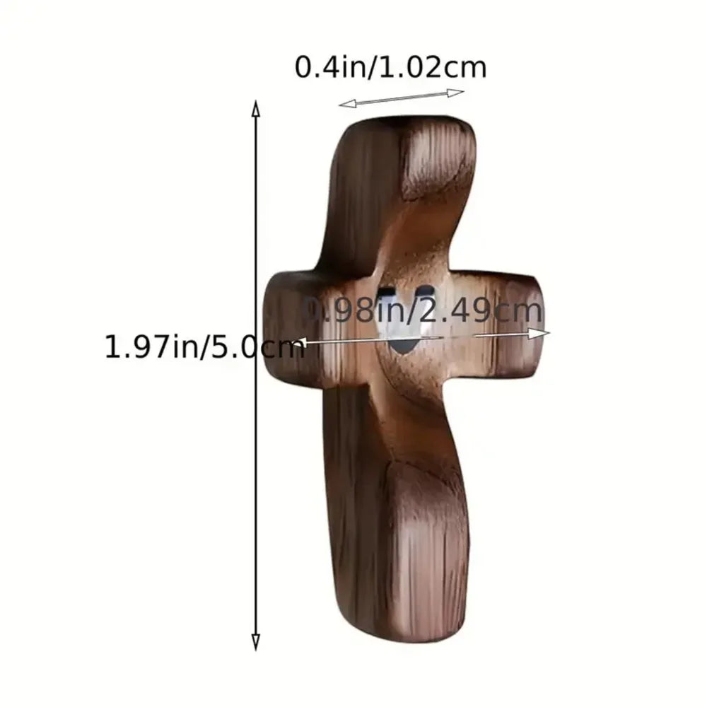 Mini Wooden Comfort Cross โ 1/3/6 PCS Pocket-Sized Hand-Carved Cross, Solid Wood Prayer Token for Faith, Comfort & Christian Gifts