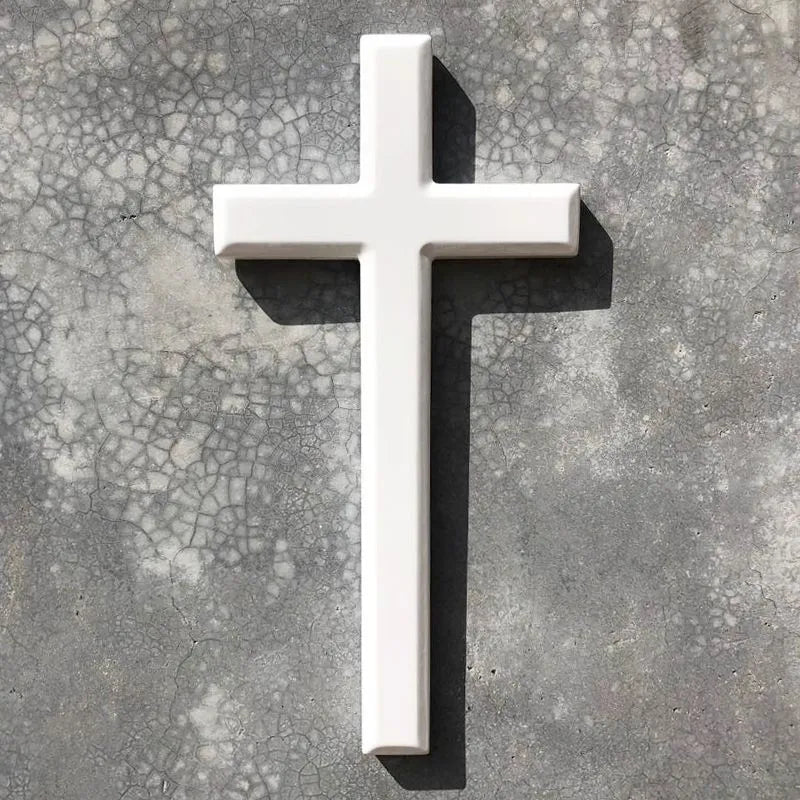 White Wooden Wall Cross for Home Decor – Christian Wall Cross Decoration, 12" Rustic Jesus Christ Cross for Living Room, Bedroom or Church