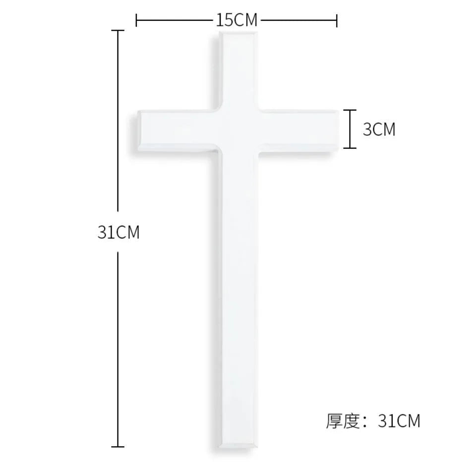 White Wooden Wall Cross for Home Decor – Christian Wall Cross Decoration, 12" Rustic Jesus Christ Cross for Living Room, Bedroom or Church