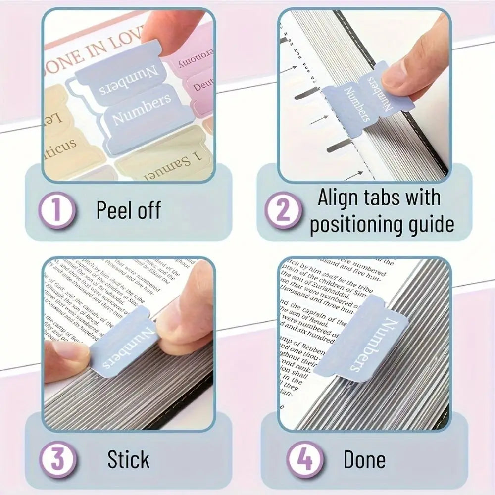 ๐๐บ๐ธ Ships from  CA-USA / 5 Sheets Bible Index Tabs โ Morandi Pastel Laminated Sticky Tabs with Positioning Guide | 75 Durable PVC Stickers for Bible Journaling & Study