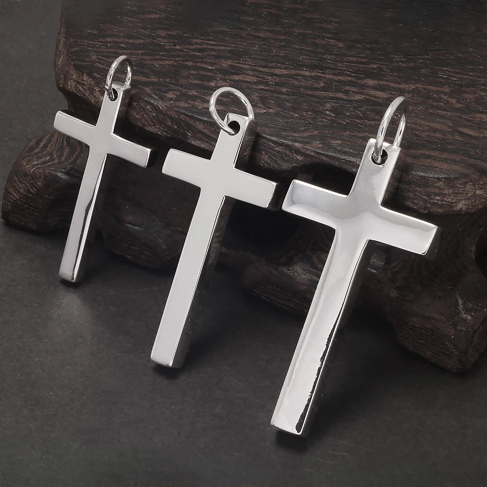 Real S925 Sterling Silver Cross Pendant Necklace for Men & Women – Jesus Christ Jewelry, Smooth Finish, High Polish, Faith Gift