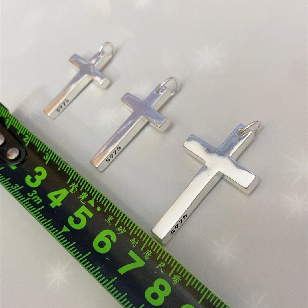 Real S925 Sterling Silver Cross Pendant Necklace for Men & Women – Jesus Christ Jewelry, Smooth Finish, High Polish, Faith Gift