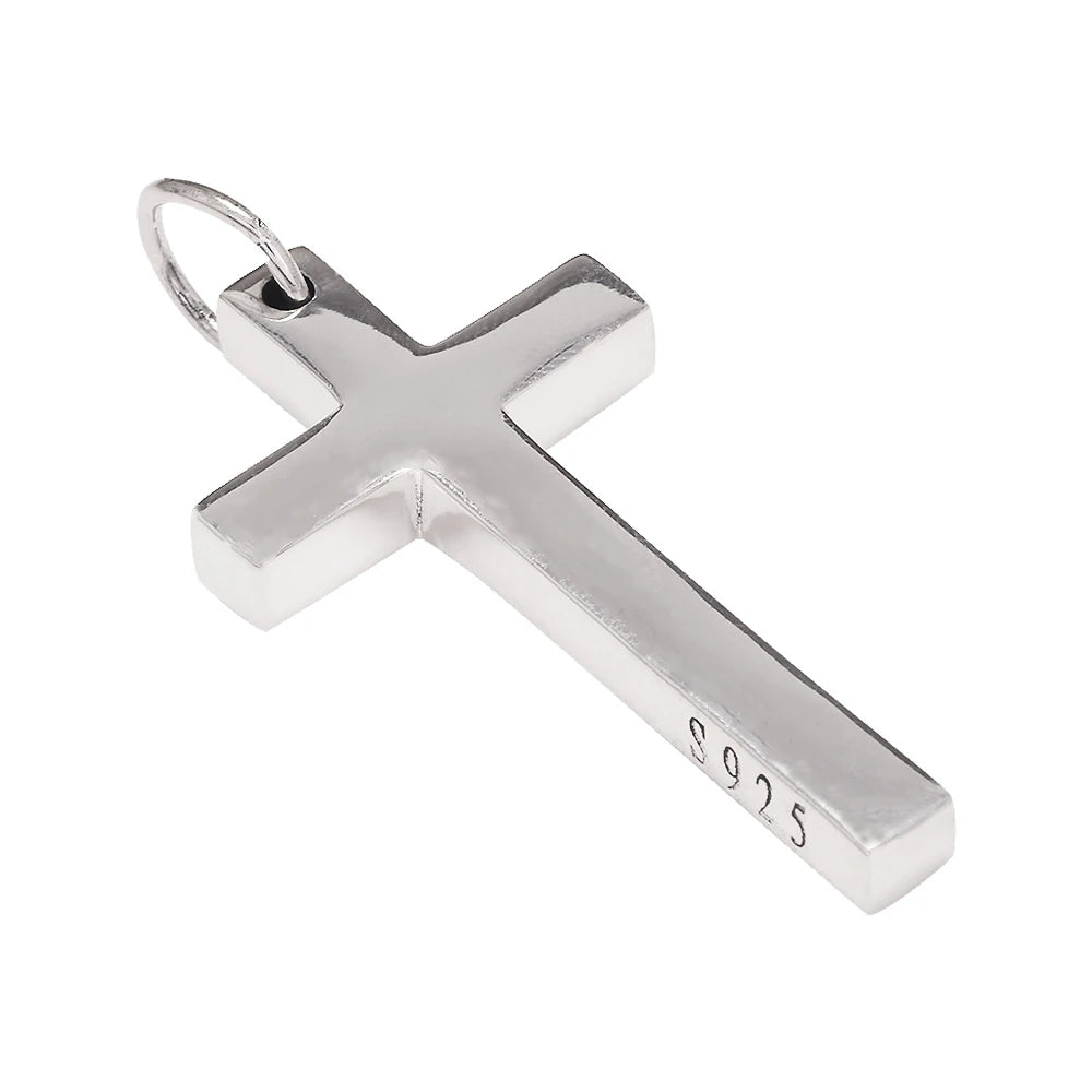 Real S925 Sterling Silver Cross Pendant Necklace for Men & Women – Jesus Christ Jewelry, Smooth Finish, High Polish, Faith Gift