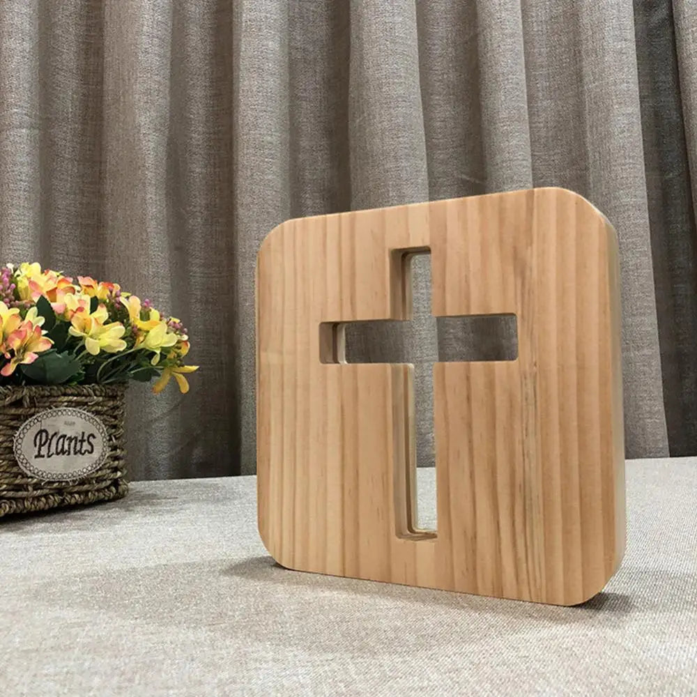 Christian Wooden Cross Night Light ā USB LED Table Lamp | 3D Desktop Wooden Cross Light for Home, Prayer Corner & Gift