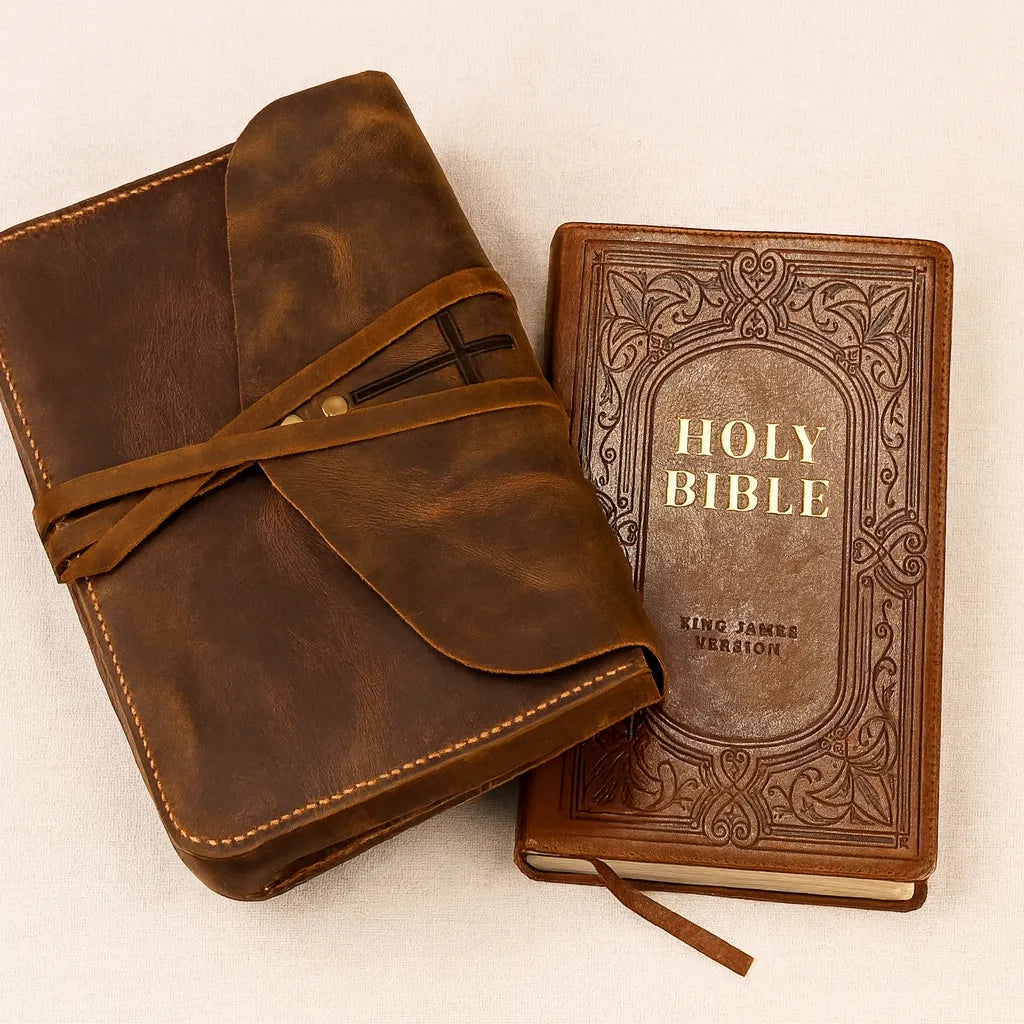 ๐๐บ๐ธ Ships from USA | A Sanctuary for the Sacred Word: Rustic Full-Grain Leather Bible Cover