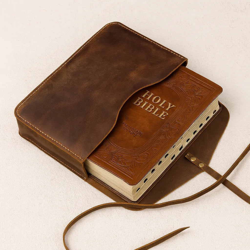 ๐๐บ๐ธ Ships from USA | A Sanctuary for the Sacred Word: Rustic Full-Grain Leather Bible Cover