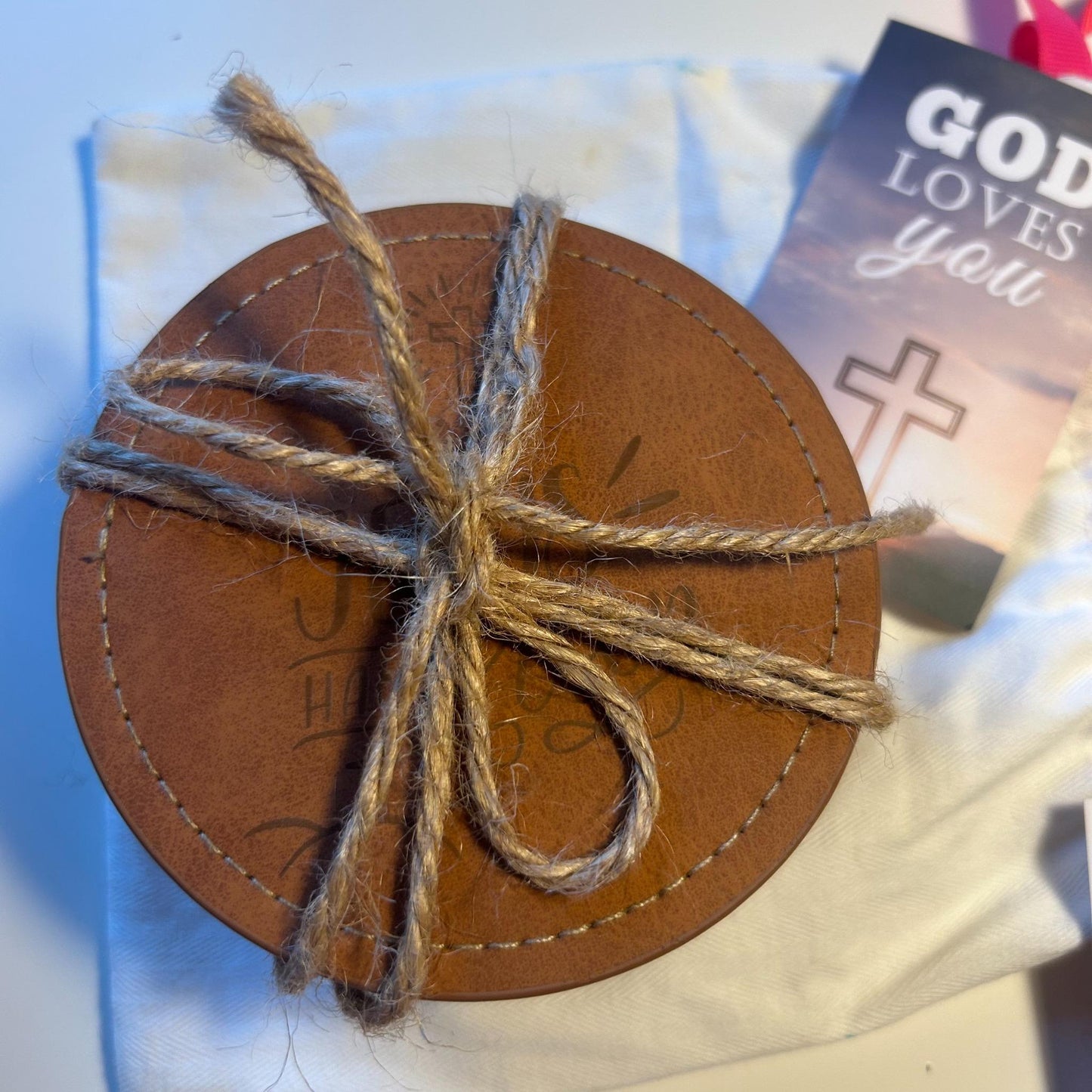 🚚🇺🇸 Ships from  CA-USA /  Handmade Christian Coaster Set(4pcs) |Scripture-Inspired Gifts  | Custom – Your Verse Your Name