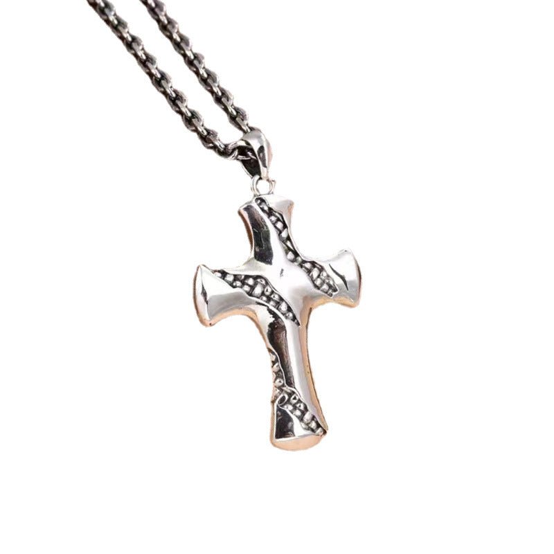 Sterling Silver Fission Cross Pendant – Geometric Faith Necklace (Optional Chain)