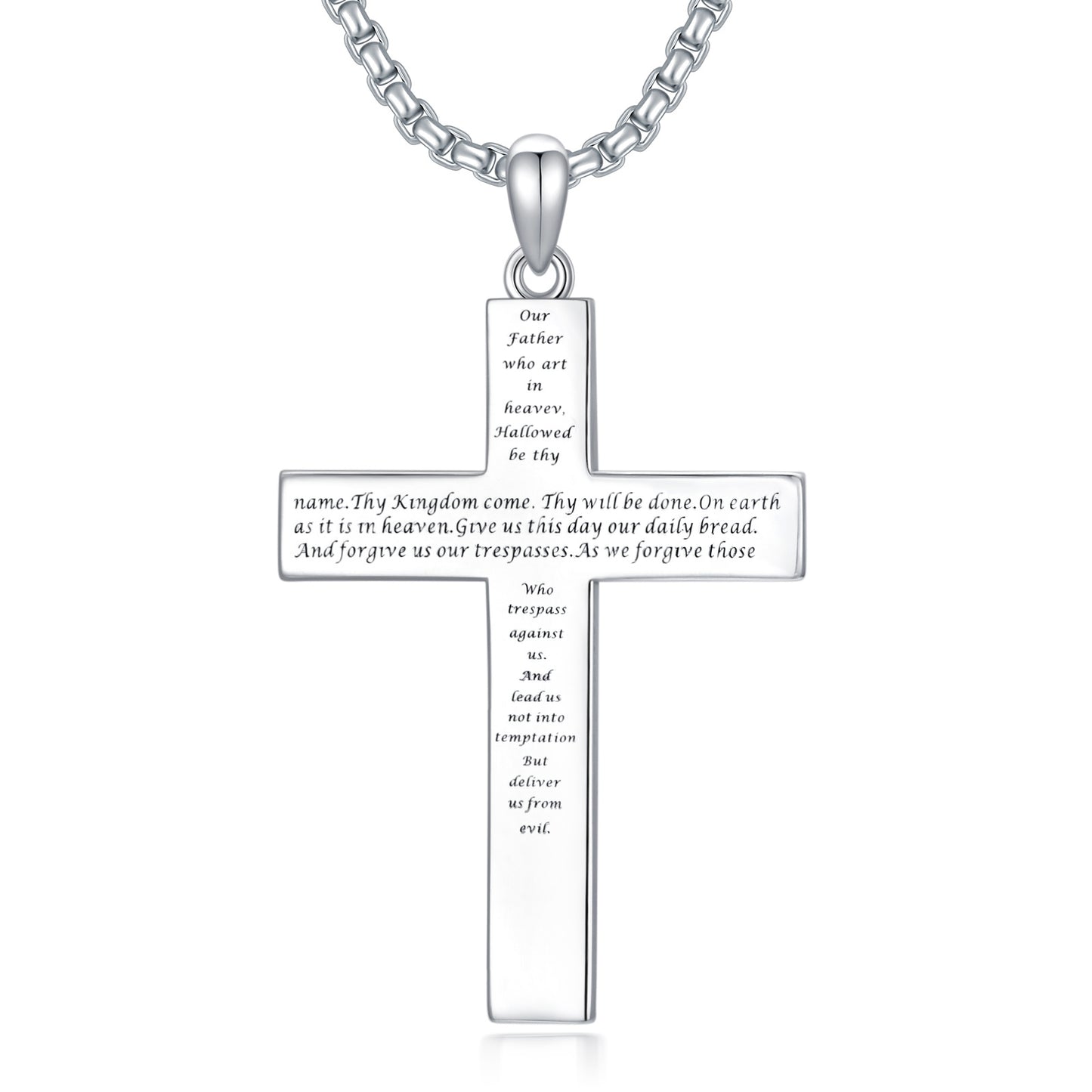 925 Sterling Silver Cross Pendant Necklace – Christian Bible Verse Engraved Jewelry