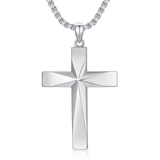 925 Sterling Silver Cross Pendant Necklace – Christian Bible Verse Engraved Jewelry