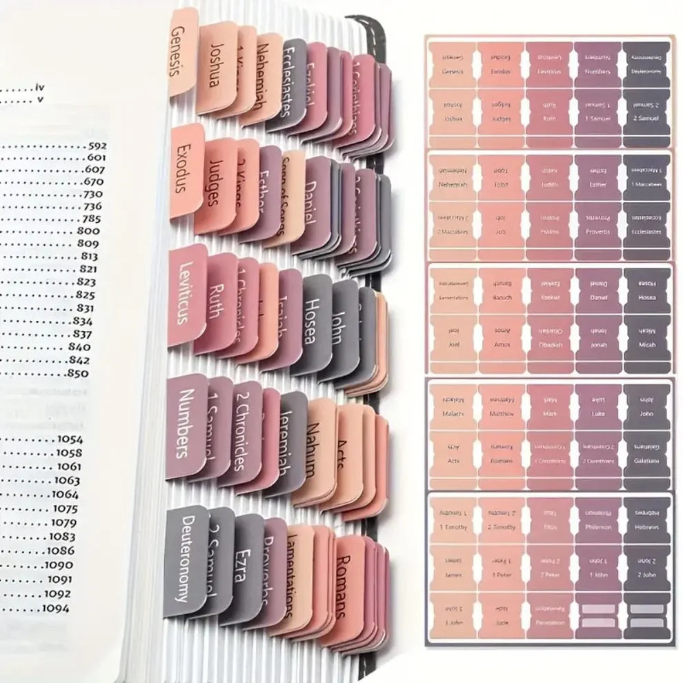 🚚🇺🇸 Ships from  CA-USA / Elegant Bible Index Tabs – Rose Tone | Easy-to-Apply Bible Book Stickers with Positioning Guide