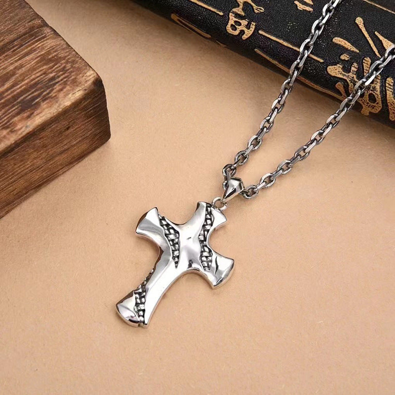 Sterling Silver Fission Cross Pendant – Geometric Faith Necklace (Optional Chain)