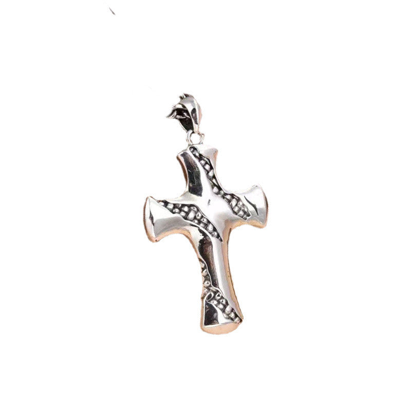 Sterling Silver Fission Cross Pendant – Geometric Faith Necklace (Optional Chain)