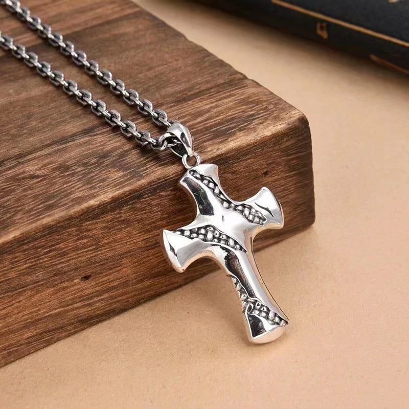 Sterling Silver Fission Cross Pendant – Geometric Faith Necklace (Optional Chain)