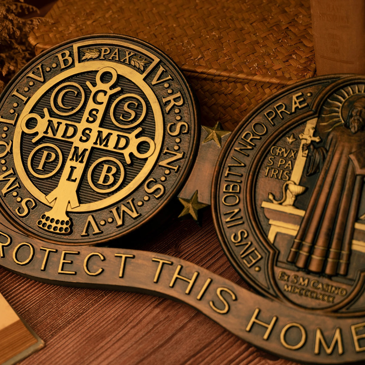 St. Benedict wooden medal home blessing ornament