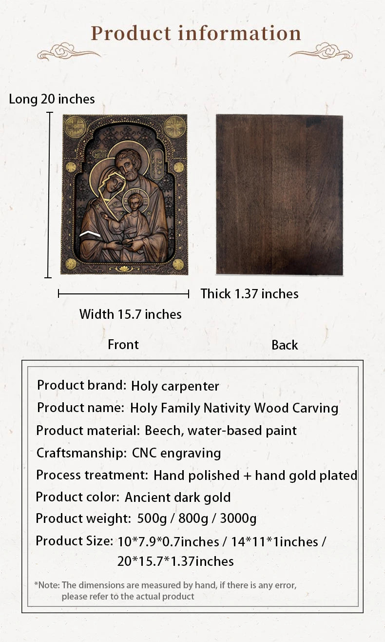 Holy Family hand-carved wooden wall icon