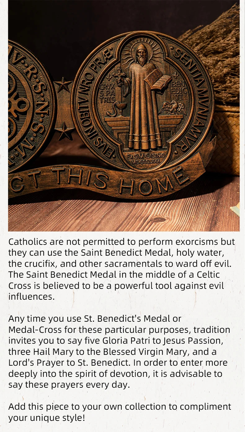 St. Benedict wooden medal home blessing ornament