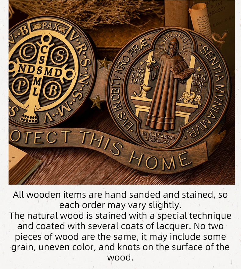 St. Benedict wooden medal home blessing ornament