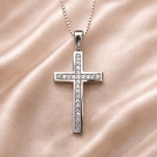 925 Sterling Silver Cross Necklace with Italian Bead Chain – Elegant Curved Design Faith Jewelry Gift for Women