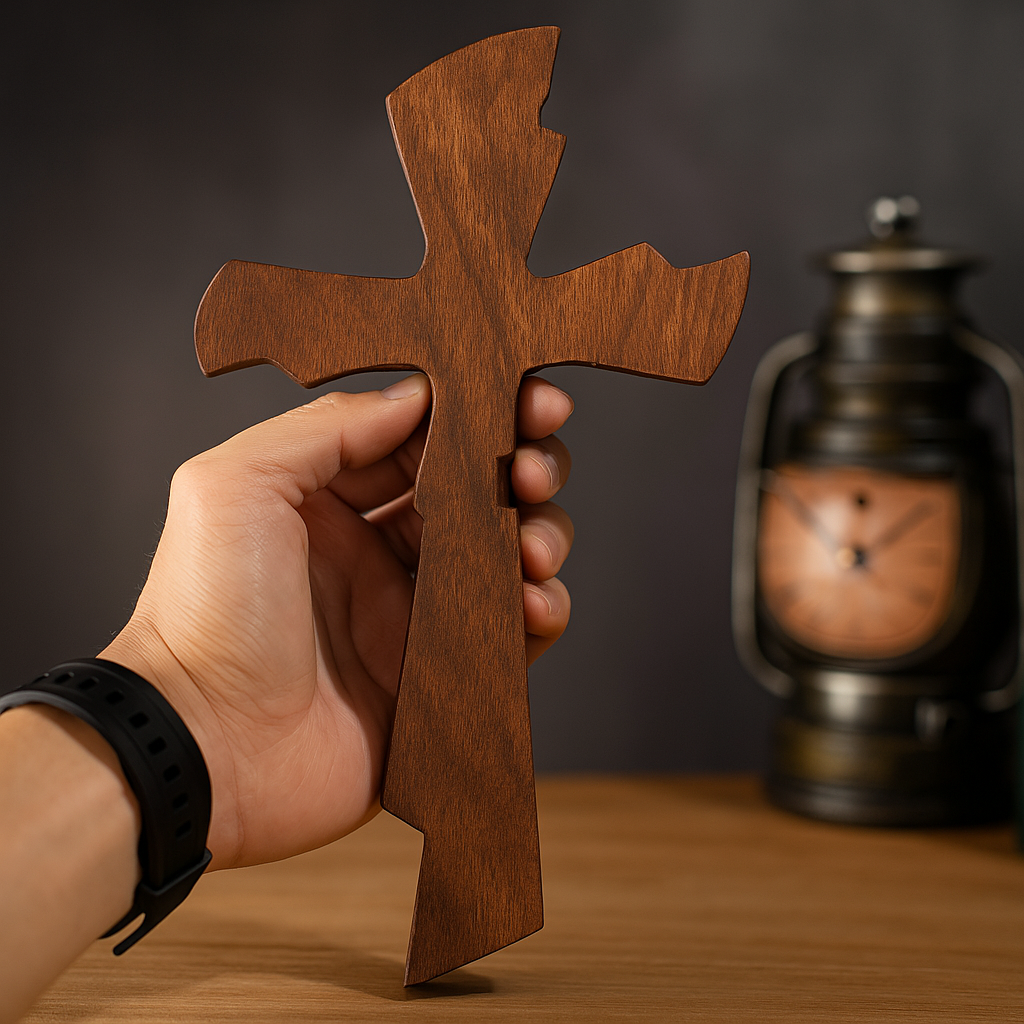 Handcrafted Beech Wood Cross – Wall-Mounted or Hand-Held | Christian Home Decor