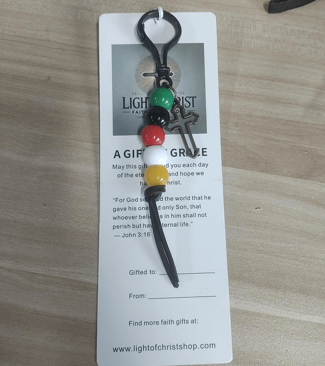 Five-color Gospel Beads Keychain - A Spiritual Testimony of Christ's Salvation