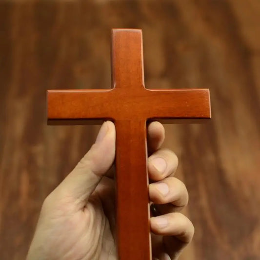 Solid Wood Wall Cross – Handcrafted Christian Crucifix for Home, Church, or Prayer Room | Catholic & Protestant Decor