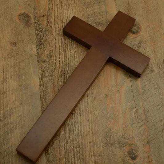 Solid Oak Wall Cross – Simple & Sincere Jesus Crucifix for Home, Altar, or Catholic Decor
