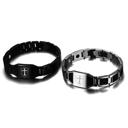 Men’s Magnetic Cross Bracelet – Stainless Steel & Carbon Fiber Healing Bracelet | Faith & Health Jewelry