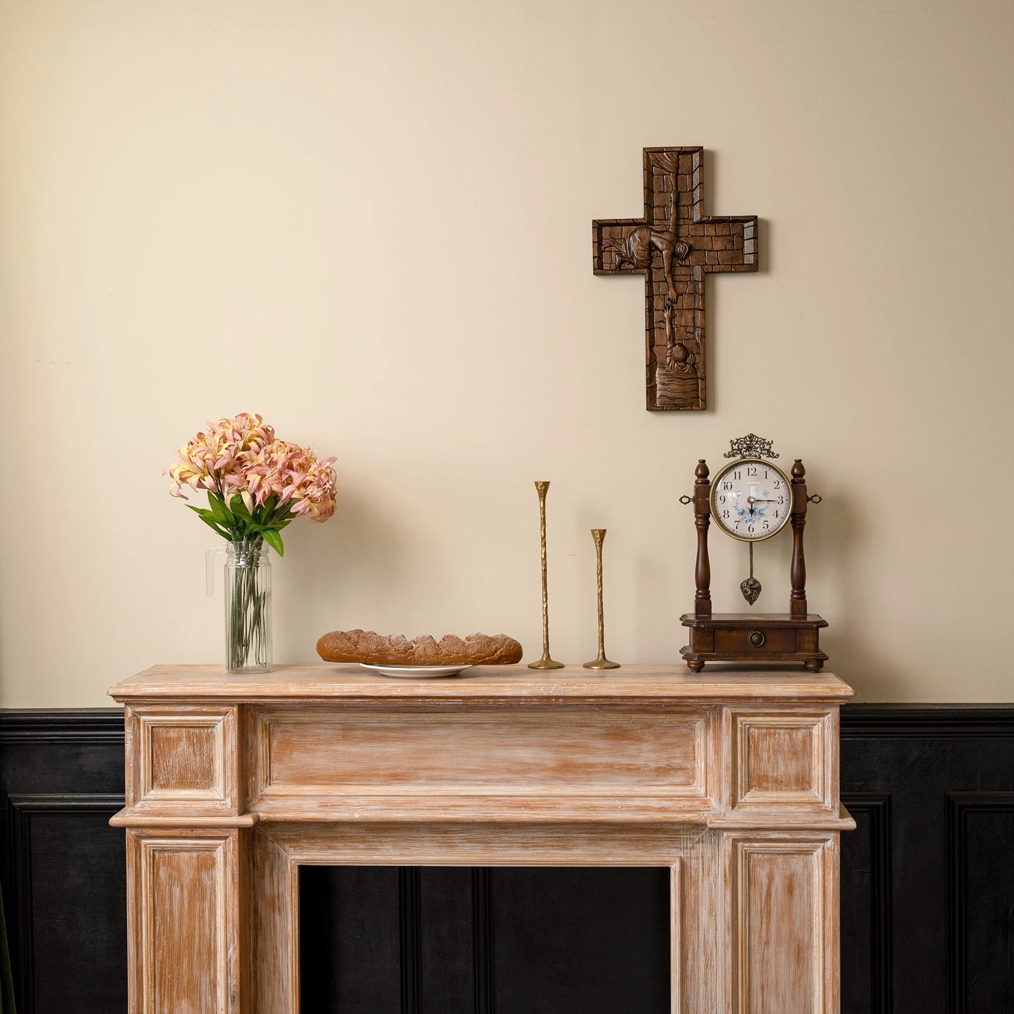 Hand-Carved Wooden Wall Cross – Jesus Christ the Savior | Christian Home Decor & Baptism Gift