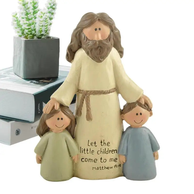 Jesus with Children Resin Figurine – Catholic Christian Decor for Home, Church or Christmas Gift